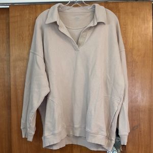 Aerie Happy Henley Everyday Polo Sweatshirt